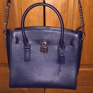 Navy Blue Leather Michael Kors Tote/Crossbody